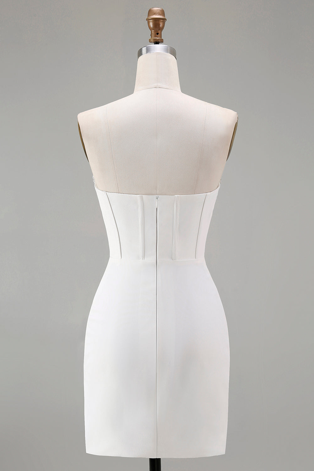 White Tight Sweetheart Short Homecoming Dress with Beading