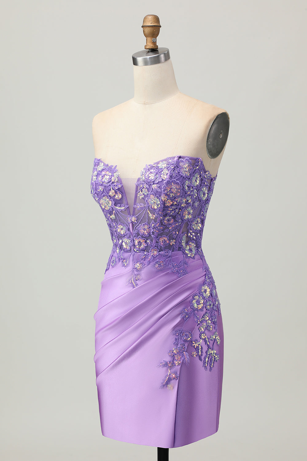 Sparkly Light Blue Corset Tight Sequined Short Appliqued Homecoming Dress