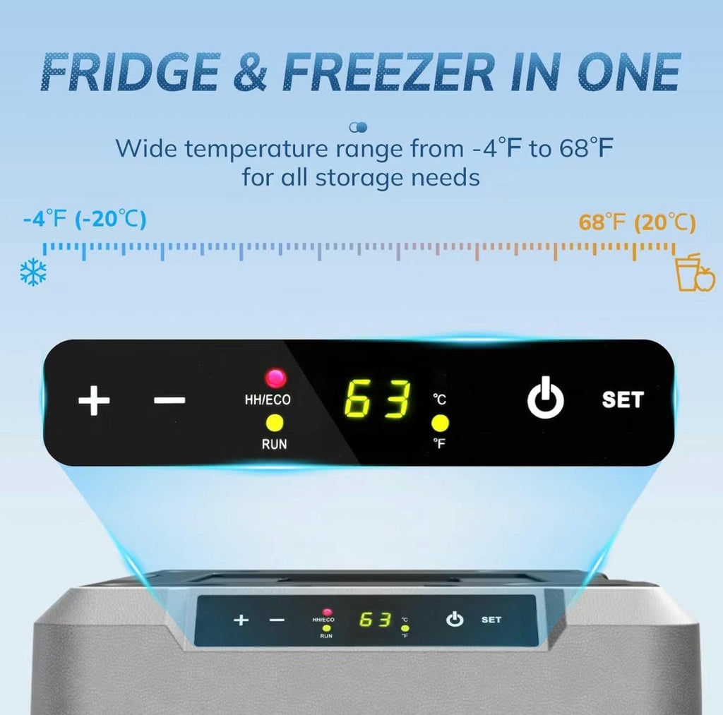 Pabuluer Overland Series 50L (53QT) Portable Refrigerator & Deep Freezer with All-Terrain Wheels