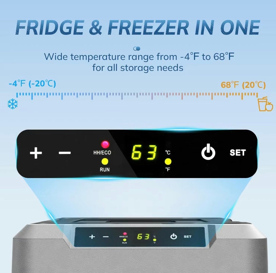 Pabuluer Overland Series 50L (53QT) Portable Refrigerator & Deep Freezer with All-Terrain Wheels