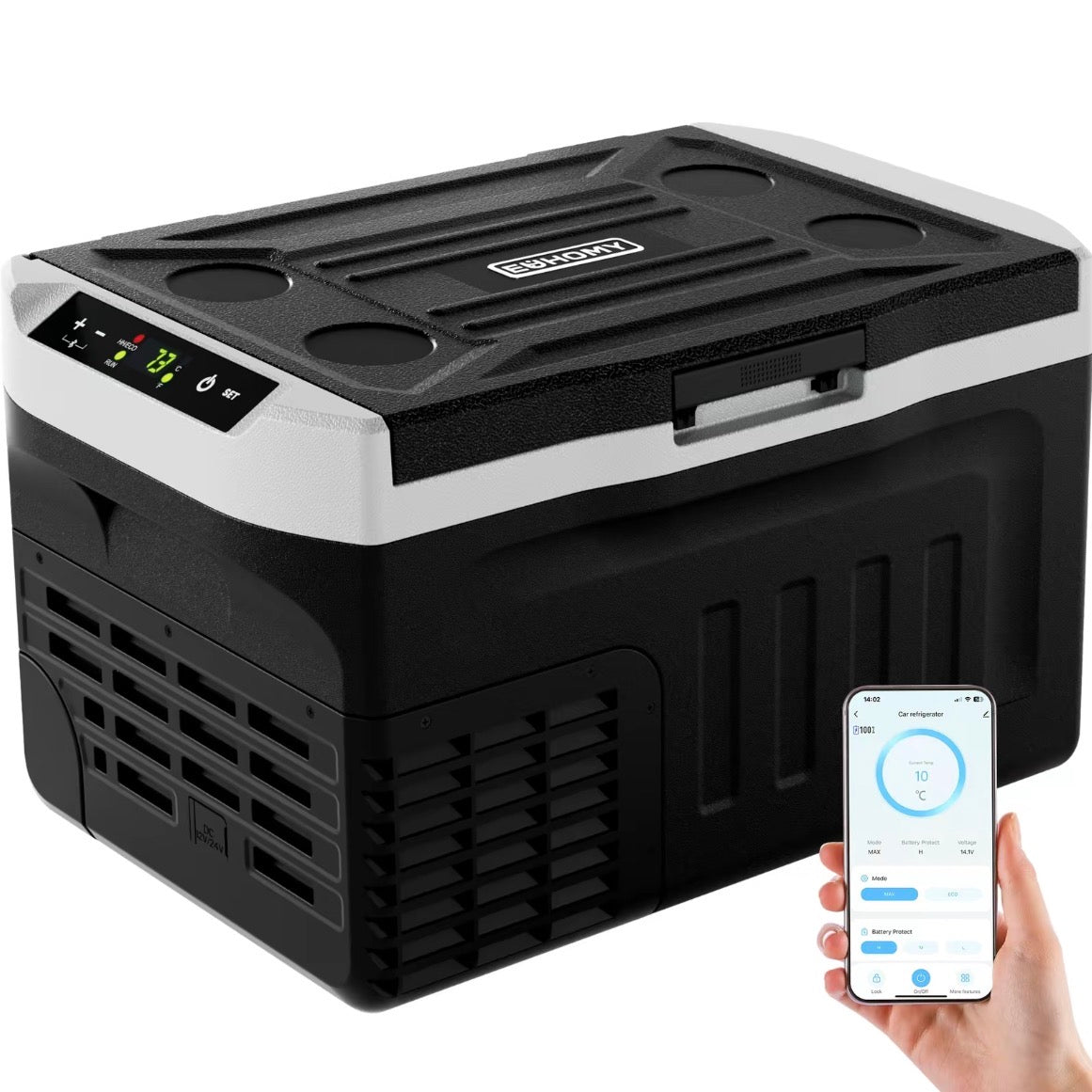 Pabuluer Overland Series 50L (53QT) Portable Refrigerator & Deep Freezer with All-Terrain Wheels