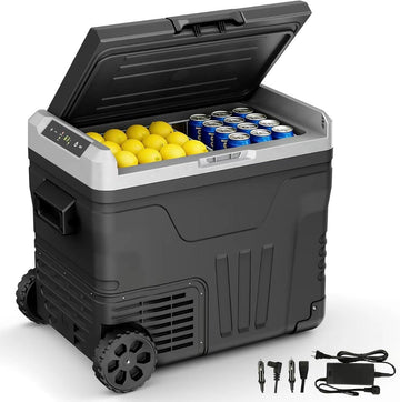 Pabuluer Overland Series 50L (53QT) Portable Refrigerator & Deep Freezer with All-Terrain Wheels
