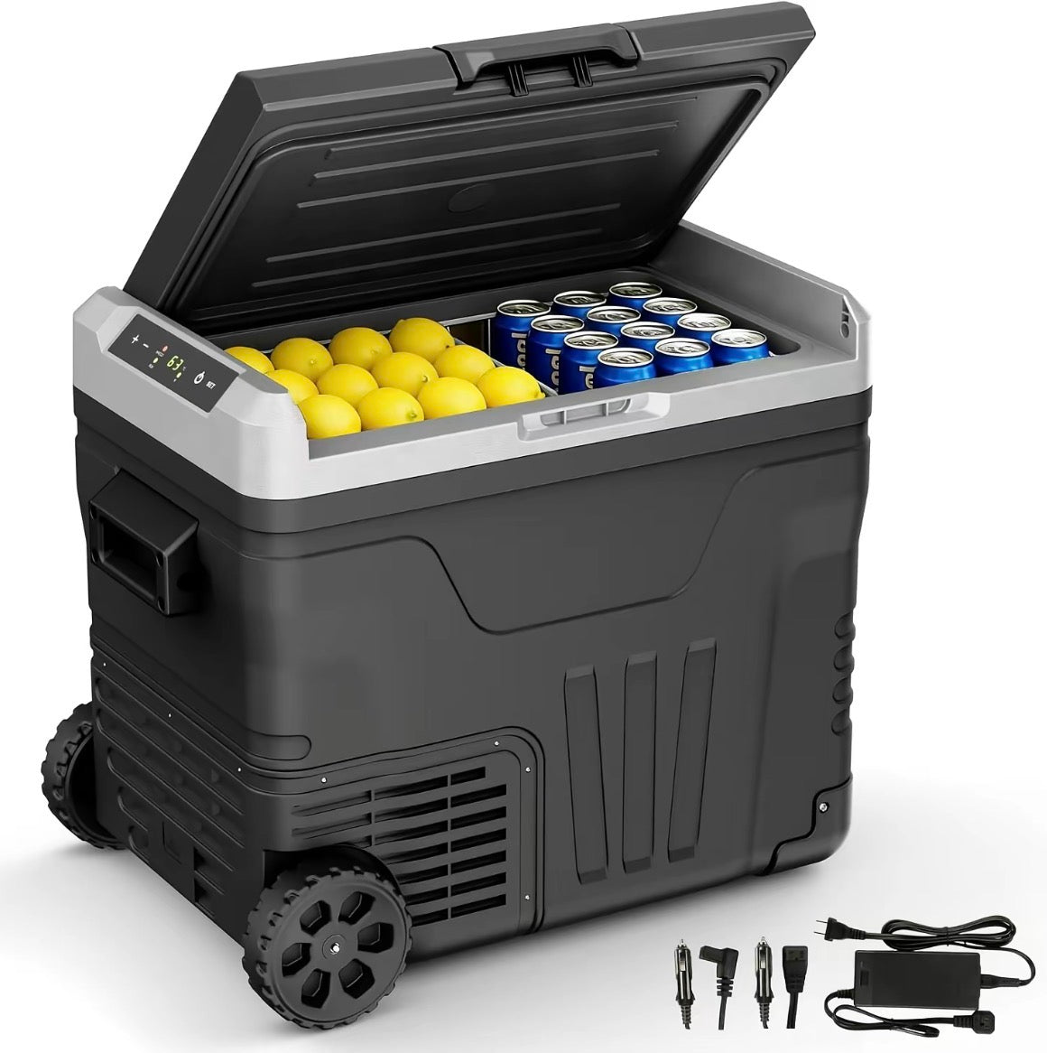 Pabuluer Overland Series 50L (53QT) Portable Refrigerator & Deep Freezer with All-Terrain Wheels